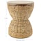 19" Rattan Woven Stool with Wood Tabletop and Black Frame